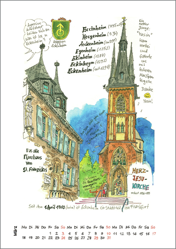 Herz-Jesu-Kirche in Eckenheim - Urban Sketching von Susanne Köhler